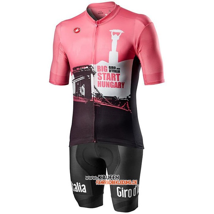 Giro d'Italia Kurzarmtrikot 2020 und Kurze Tragerhose Wei Shwarz Rosa